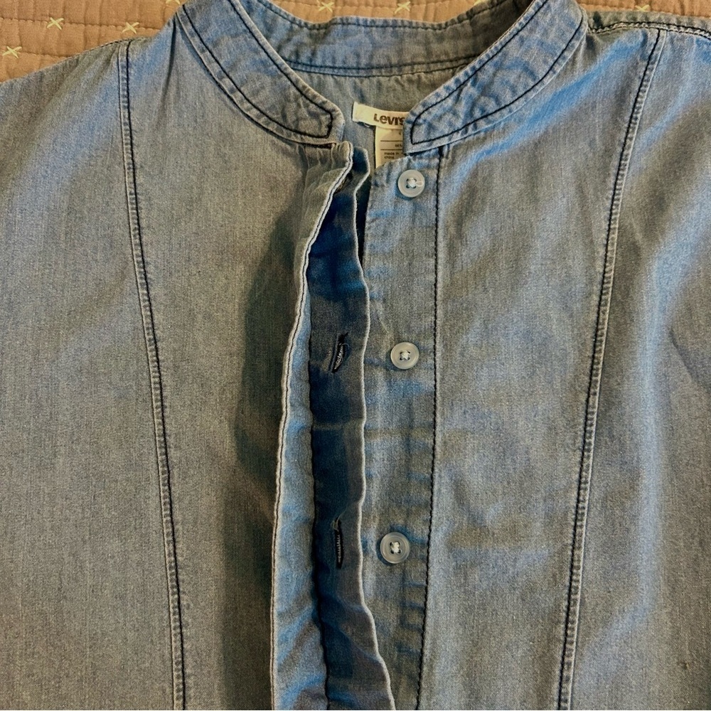 Levi's VTG Y2K Blue Denim Ruffle Blouse - Picture 3 of 6